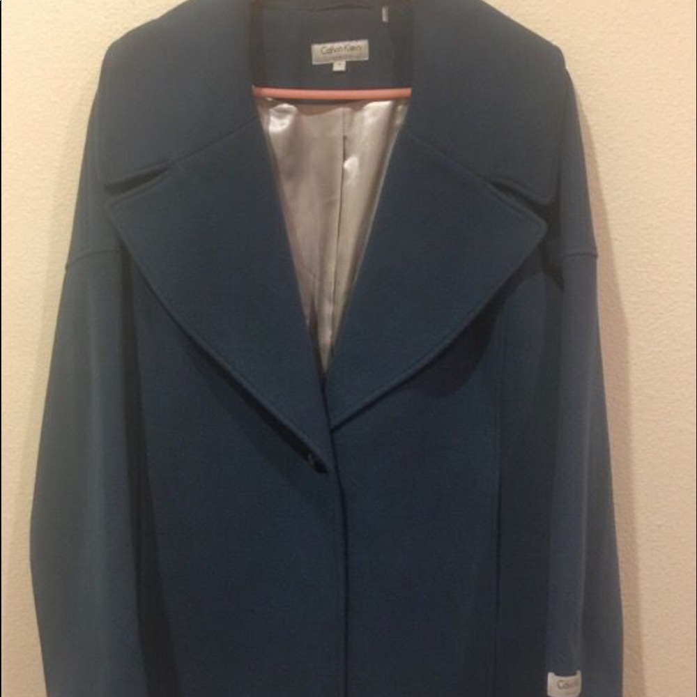 Teal winter coat by Calvin Klein.